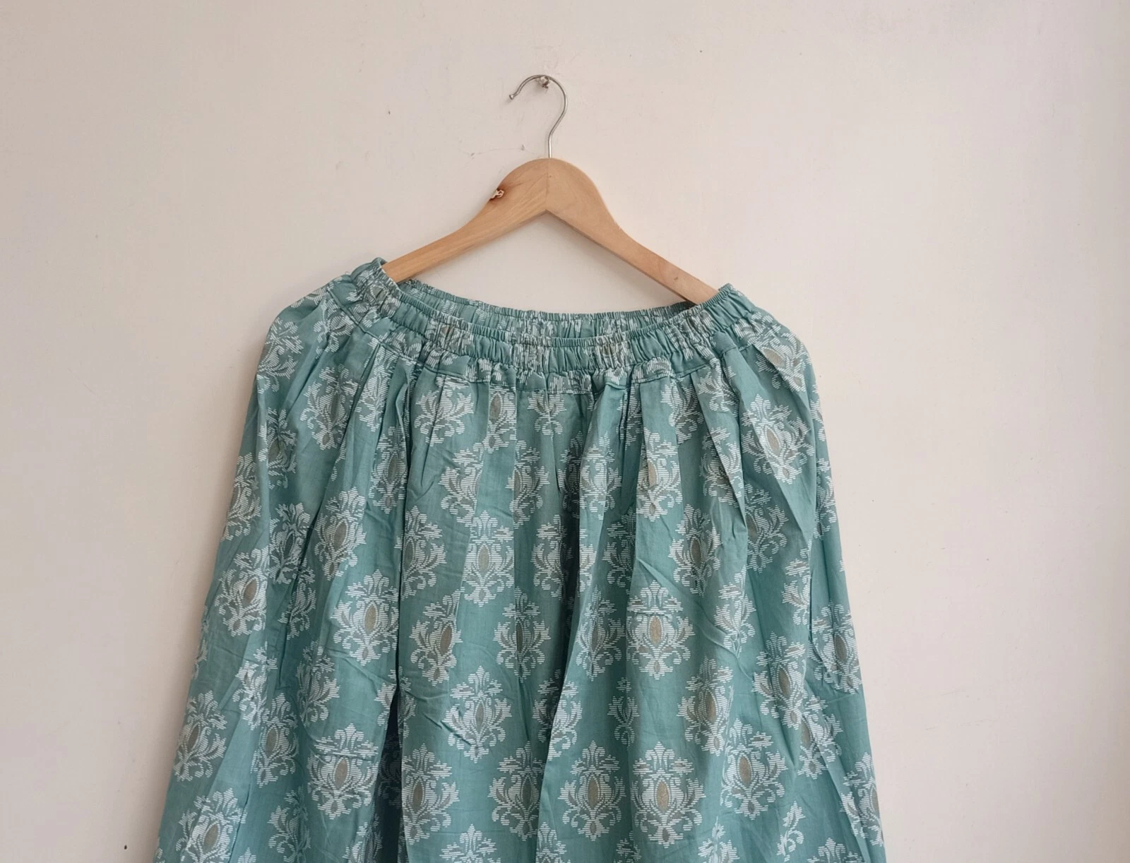 Indian Green Floral Skirt Handmade Women's Clothing Skirt Floral Partywear Skirt