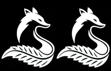 Forest Fox Nature Two 5" Graphic White Vinyl Decal Car Truck Windows laptop