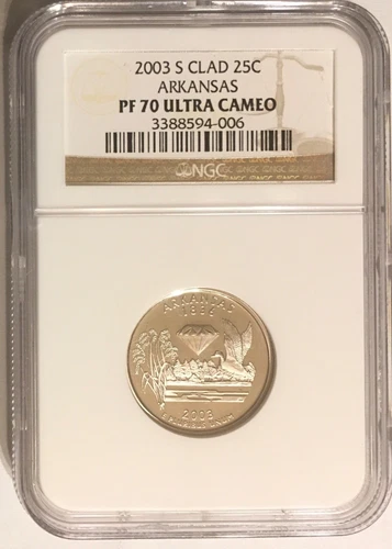 2003 S ARKANSAS NGC PF 70 ULTRA CAMEO CLAD STATE QUARTER
