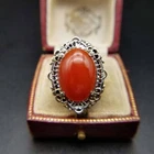 OSTBY BARTON Large Carnelian Filigree Decoration Vintage Ring Silver Clark