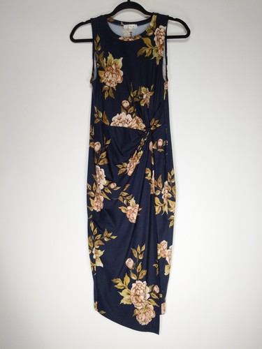 Nine Britton Gr. M Blumen Stretch ärmellos Pullover Midikleid