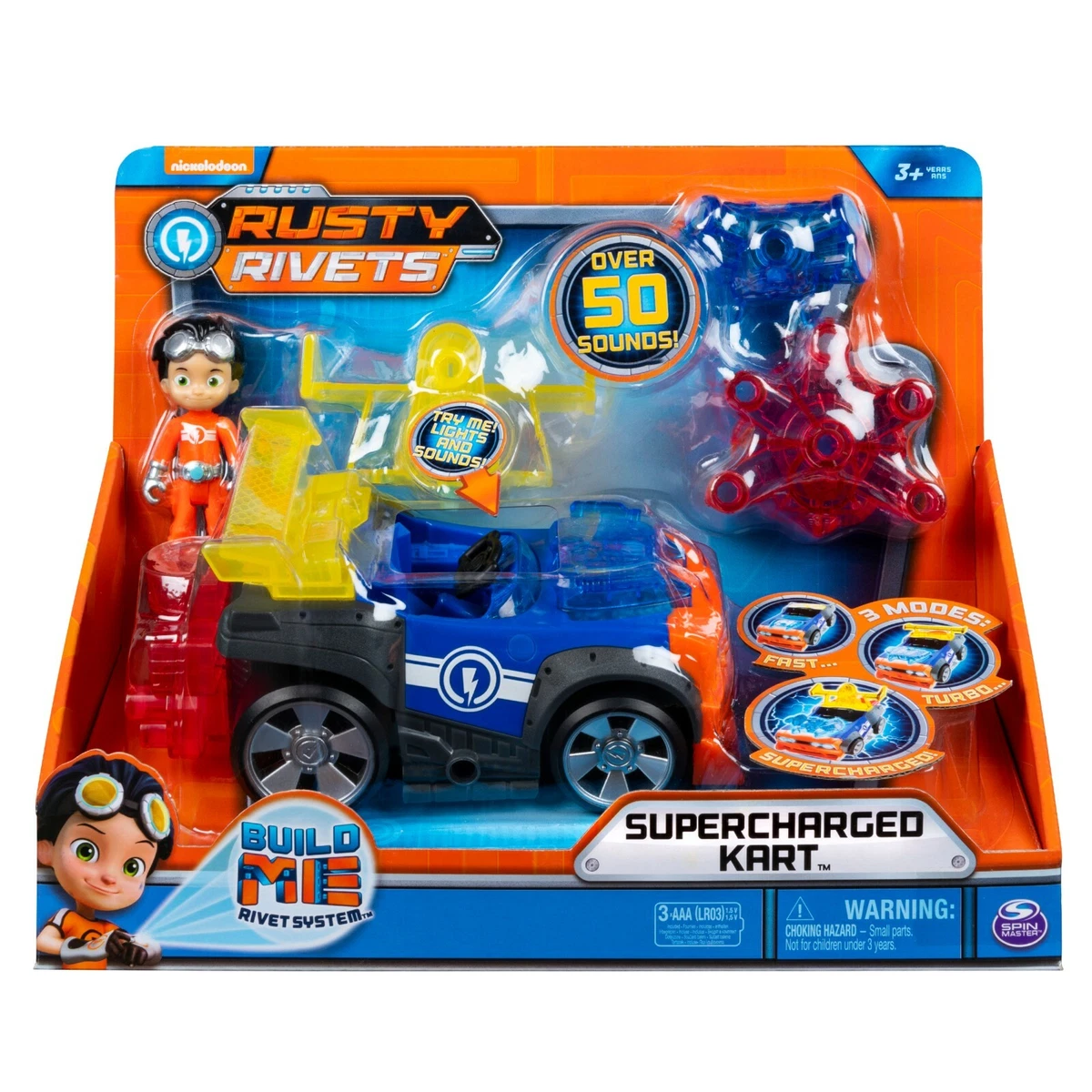 NICKELODEON RUSTY RIVETS SUPERCHARGED KART Building Set with Lights and Sounds