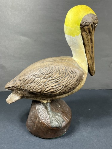 Pelican Plaster Chalkware Figure Wild Bird Statue Indoor / Outdoor Garden Decor - Picture 22 of 24