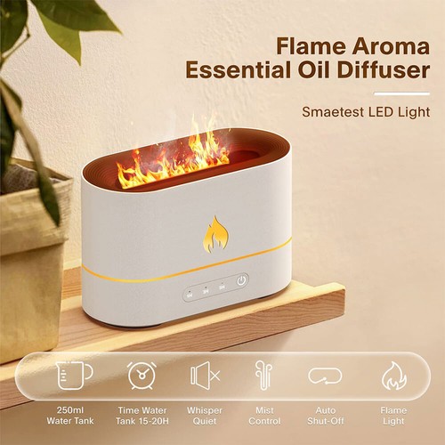 3D Flame Light USB Air Humidifier Essential Oil Diffuser Bedroom Mist Home Relax - Picture 6 of 14