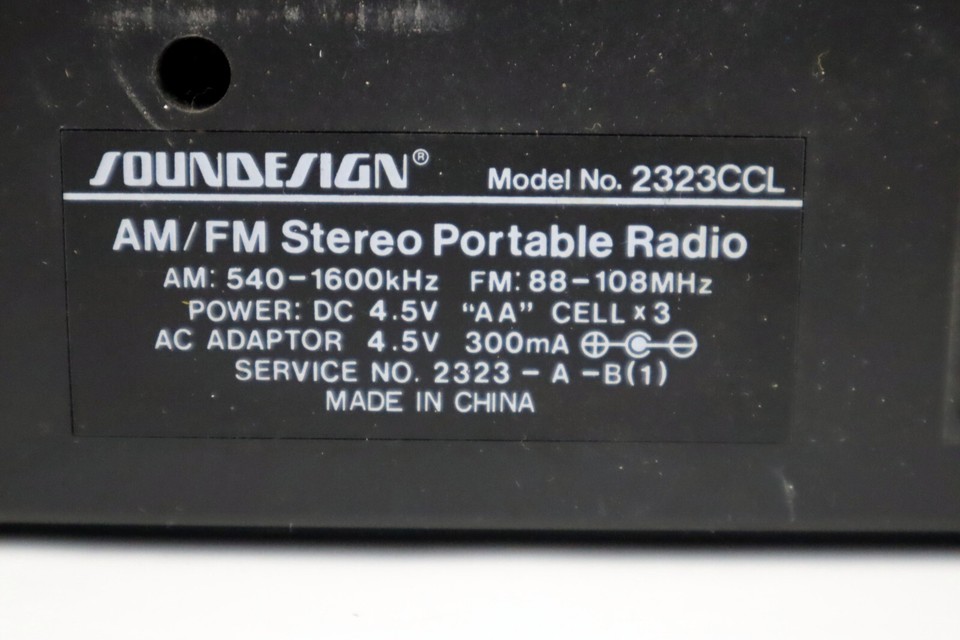 Vintage Soundesign Model 2323CCL AM/FM Stereo Portable Radio Boombox | eBay