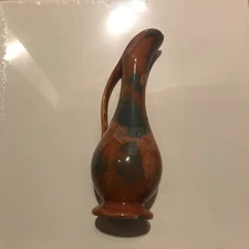 VINTAGE P.C.A. Pottery Brown MultiColor Pitcher Jug Vase Small USA HandCrafted