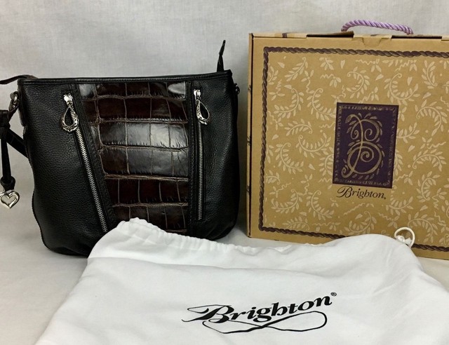 brown croc shoulder bag