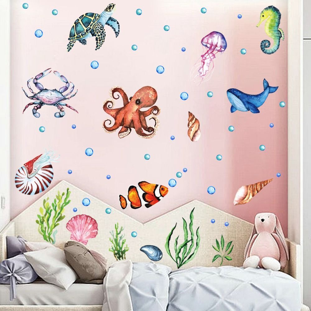 PVC Ocean Fish Wall Decals Waterproof Under The Sea Wall Decals Kids
