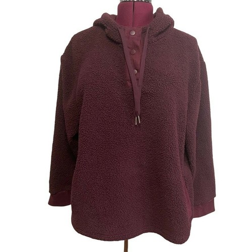 Sherpa Pullover Hoodie Burgundy 
