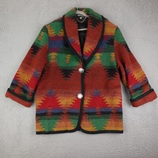 Vintage Jofeld Jacket Womens Medium Aztec Print Southwestern Coat Made In Usa