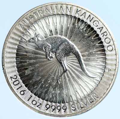 2016 AUSTRALIA UK Queen Elizabeth II Kangaroo Silver 1OZ Dollar