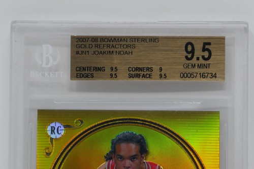 2007-08 Bowman Sterling Gold Refractors Joakim Noah/99 Rookie š„Beckett 9.5 GEM - Picture 3 of 6