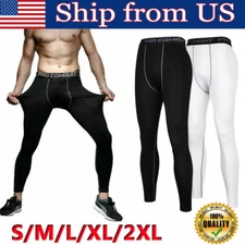 Mens Compression Training Pants Long Leggings Base Layer Thermal Workout Sports