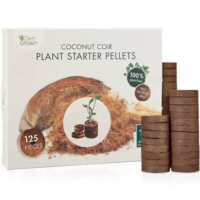 Coco Coir Seed Starter Pellets: 125 Coconut Coir Plugs for Growing ...