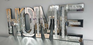 Mirrored Diamond Large Home Letters Crushed Crystal Mirror Diamond Wall Art Ebay