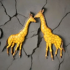 PAIR OF VINTAGE 19" GIRAFFE SEXTON USA MID CENTURY METAL WALL ART ORIGINAL 1970