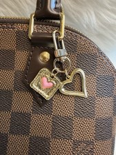 Gold Heart bag charm keychain Keyring Agenda Charm Pink Heart New Handmade Gift
