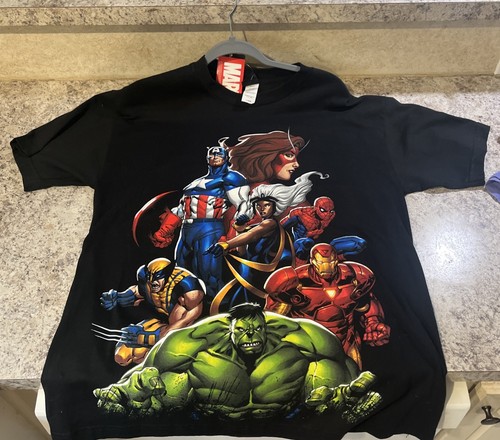 VINTAGE Y2K Marvel Shirt Mens Large Black Mad Engine Hulk Iron Man Wolverine - Picture 4 of 8