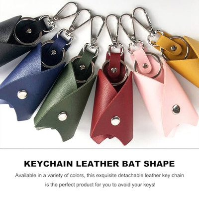 Bat Shaped Keychain, PU Leather Bat Keys Ring Cover Holder, Car