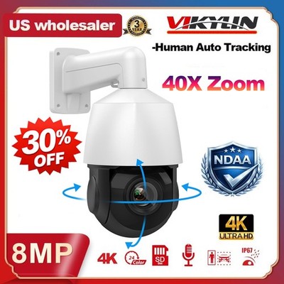 NDAA compliant Vikylin 360° 4K 8MP 40X PTZ IP Camera POE Onvif Auto Tracking