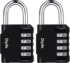 4 Digit Combination Lock, 2 Pack Outdoor Weatherproof Padlock, Plated Steel Re