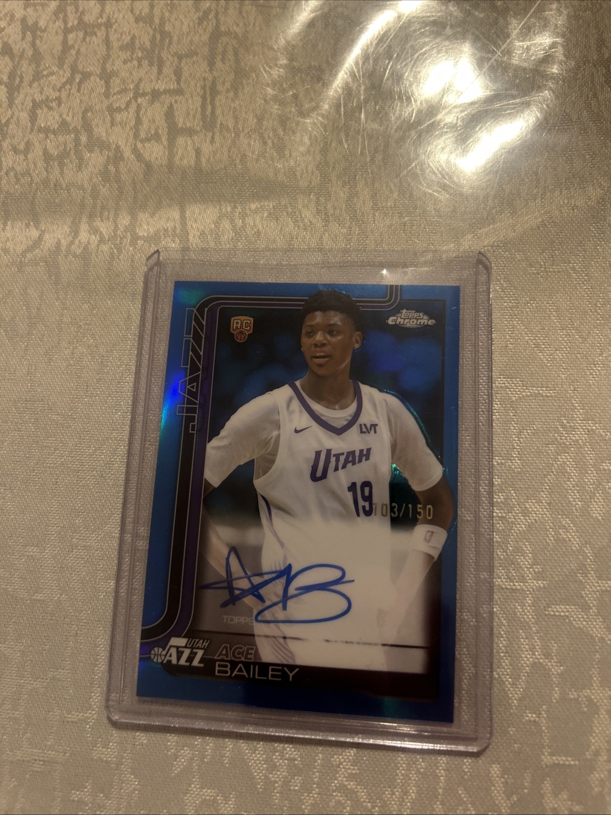 ACE BAILEY 2025-26 TOPPS CHROME #TCAR-AB AUTO BLUE REFRACTOR RC 103/150 JAZZ