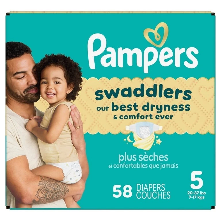 4 boxes of Pampers Swaddlers size 5 - 58 Count- $39.99/box