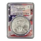 2014 American Silver Eagle Dollar Coin 999 Fine Bullion PCGS Ms70 Flag Slab
