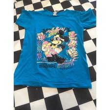 Vintage 80/90's Mickey Mouse Hollywood T-Shirt Sherry Mfg Co Blue Kids 5/6 rare