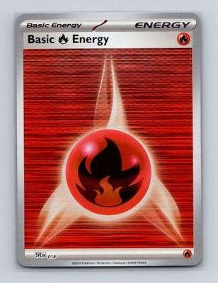 Basic Fire Energy 018 2025 Pokemon S&V Black Bolt White Flare Holo Card NM+ 