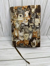 Handmade JB Creations Cats Book Holder/cover 6.5x9 Inches Brown Cute Cat