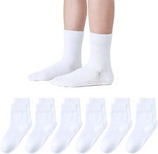 Girls Crew Socks Seamless Kids Socks Cotton School Socks White Black Grey Navy 6