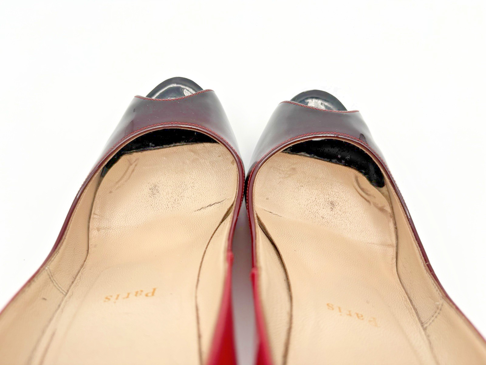 Christian Louboutin Red/Black Ombre Patent Leather Very Prive Pumps Sz EU 37