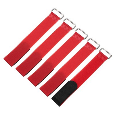 5Pcs Battery Tie Down Straps 1x8'' Nylon Hold Down Hook Loop Straps, Red