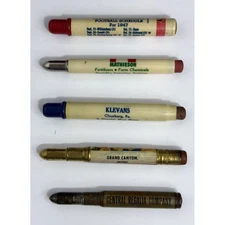 Lot of 5 Vintage Advertising Promotional Pencil Holders and Bullet Pencils