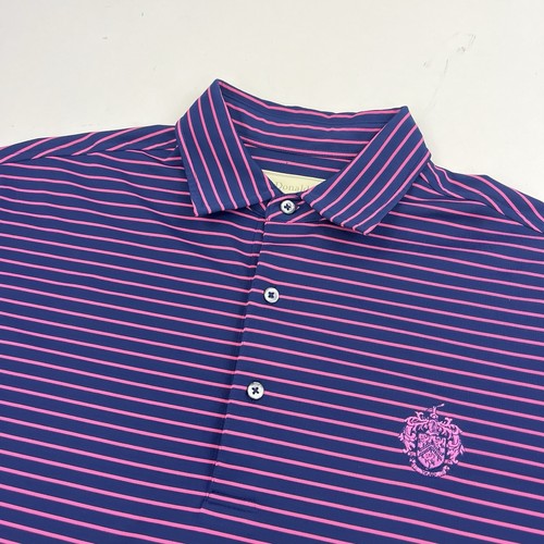 Donald Ross TRUMP Country Club Golf Polo Shirt Stripe Pink Purple Performance M