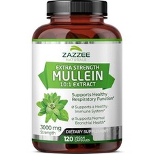 Zazzee Extra Strength Mullein 10:1 Extract, 3000 mg Strength, 120 Vegan 4 Month