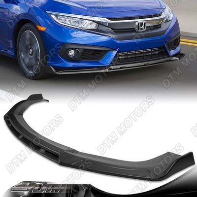 Unpainted Black Up To 3-Customizable Style Front Bumper Lip Body Kit Universal