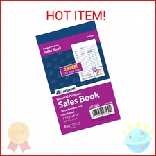 Adams General Purpose Sales Book, 2-Part, Carbonless, White/Canary, 3-11/32 x 5-