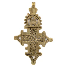 Ethiopian Coptic Cross Pendant Large 95mm African Brass Brass Large Hole