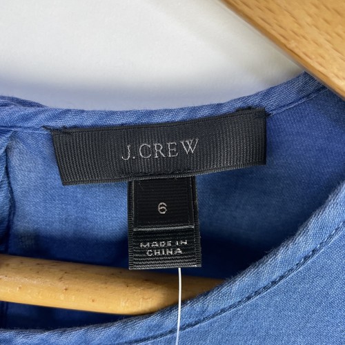 Blusa J Crew a strati con volant blu chambray nuova con etichetta donna taglia 6 - Foto 5 di 14