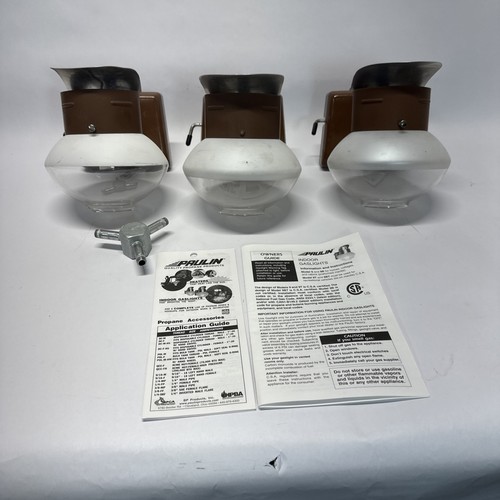 Vintage Paulin Indoor Gas Lights Lot Of 3 With 3 Way Connector Cabin Or Off Grid