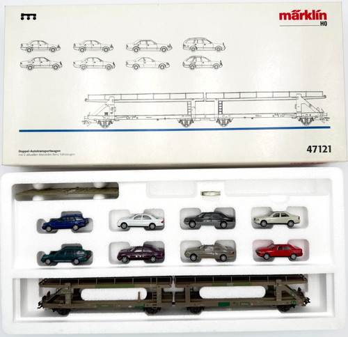 Märklin H0 47121 Vagón de transporte de coches doble Laekks 553 EMBALAJE ORIGINAL 06 96 MHI NUEVO -SCHI- | Condition: Neu