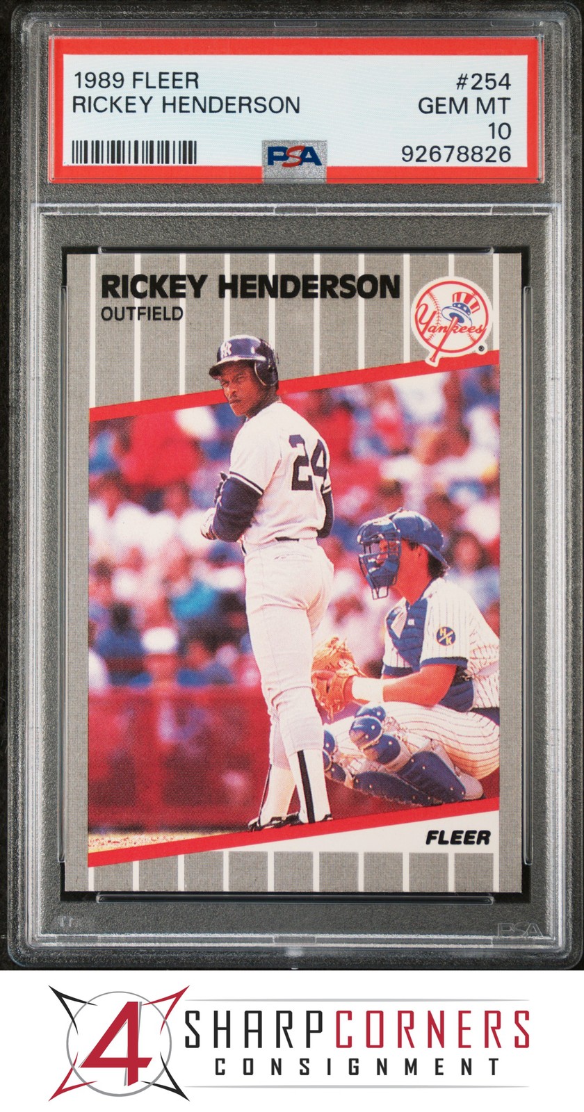 1989 FLEER #254 RICKEY HENDERSON YANKEES HOF PSA 10
