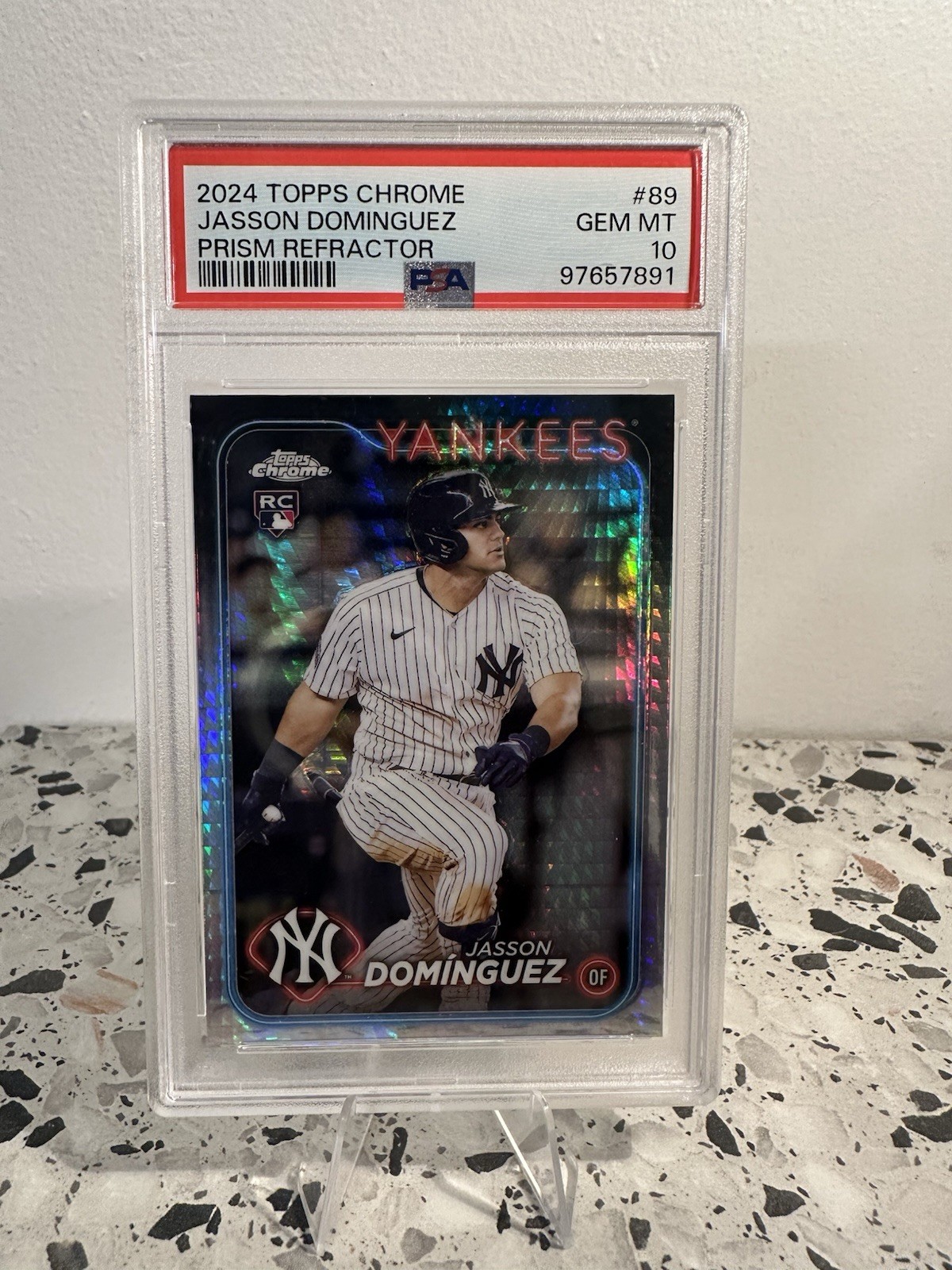 2024 Topps Chrome #89 Jasson Dominguez RC Prism Refractor NY Yankees PSA 10 GEM