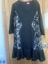 Sized 18 Gemma Colin’s Very Smart Slimming Black Dress With Side Panels