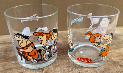FLINSTONES GLAS FLINSTONES GLÄSER 2 STÜCK TOP COOL SELTEN THE FLINSTONES PENOTTI