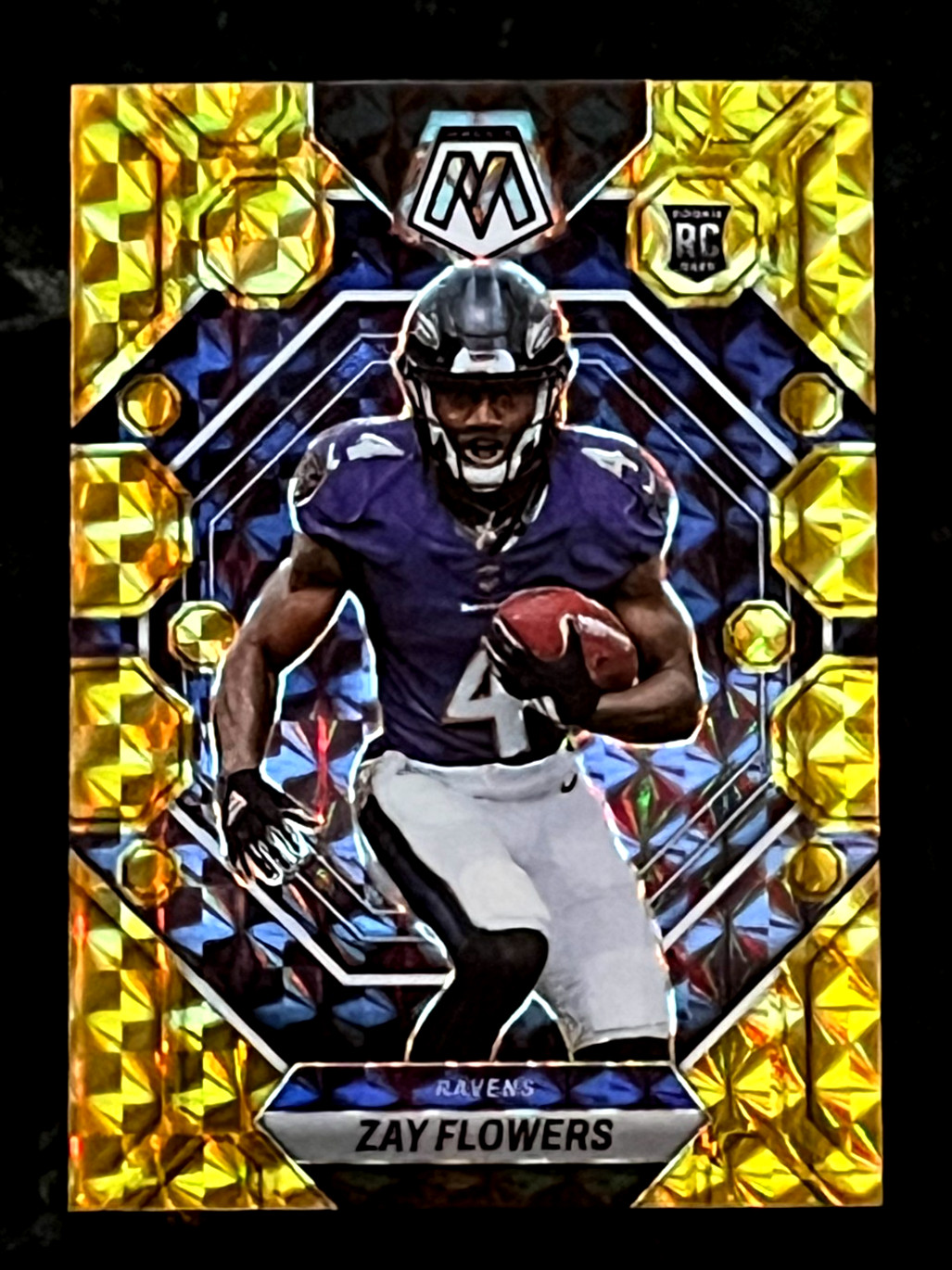 2023 Panini Mosaic Zay Flowers RC Reactive Yellow Prizm Baltimore Ravens #380