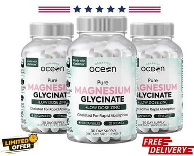 Pure Magnesium Glycinate Organics Ocean Low Dose Zinc Chelated 90 Caps popular