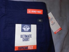 NEW DOCKERS size 38 KHAKI shorts navy blue STRETCH REGULAR FIT FLAT FRONT men's